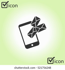 Smartphone email or sms icon. Mobile mail sign simbol.