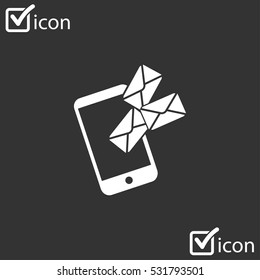 Smartphone email or sms icon. Mobile mail sign simbol.