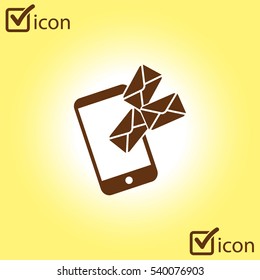 Smartphone email or sms icon. Mobile mail sign simbol.