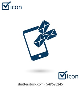 Smartphone email or sms icon. Mobile mail sign symbol.