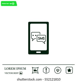 Smartphone email or sms icon. Mobile mail sign simbol.