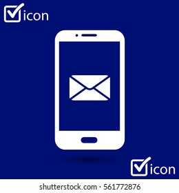 Smartphone email or sms icon. Mobile mail sign symbol.