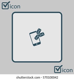 Smartphone email or sms icon. Mobile mail sign symbol.