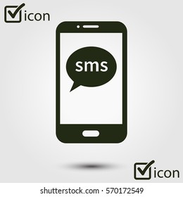Smartphone email or sms icon. Mobile mail sign symbol.