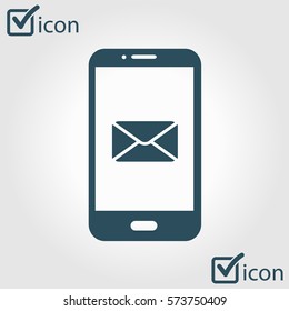 Smartphone email or sms icon. Mobile mail sign symbol.