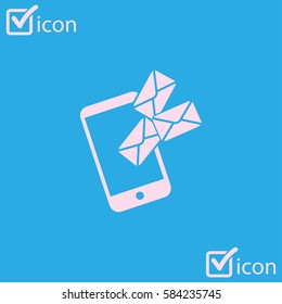 Smartphone email or sms icon. Mobile mail sign symbol.