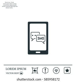 Smartphone email or sms icon. Mobile mail sign simbol.