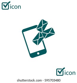 Smartphone email or sms icon. Mobile mail sign symbol.