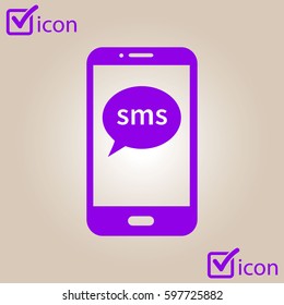 Smartphone email or sms icon. Mobile mail sign symbol.