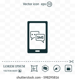 Smartphone email or sms icon. Mobile mail sign simbol.