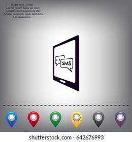 Smartphone email or sms icon. Mobile mail sign simbol.