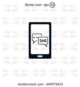 Smartphone email or sms icon. Mobile mail sign simbol.