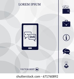 Smartphone email or sms icon. Mobile mail sign simbol.