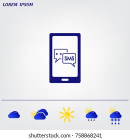 Smartphone email or sms icon. Mobile mail sign simbol.