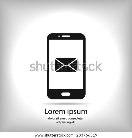 Smartphone email or sms icon. Mobile mail sign simbol.