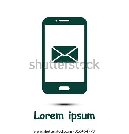 Smartphone email or sms icon. Mobile mail sign simbol.