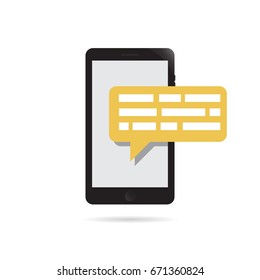 Smartphone email or sms icon, vector illustration in flat style