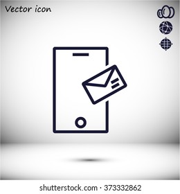 Smartphone email or sms . line vector icon