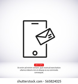 Smartphone email or sms . line vector icon