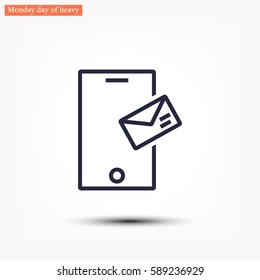 Smartphone email or sms . line vector icon