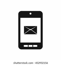 Smartphone with email symbol on the screen icon in simple style isolated vector illustration