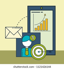 smartphone email target financial statistics digital marketing