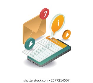 Smartphone email technology information concept illustration