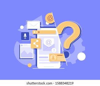 Smartphone and emailing,New message on the smartphone screen