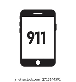 Smartphone llamada de emergencia 911 icon symbol glifo sólido elemento de diseño de Vector móvil ayuda teléfono pantalla de contacto policía servicio de bomberos médicos