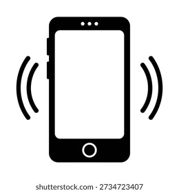 Smartphone emitting wireless signals with a circular pattern around it