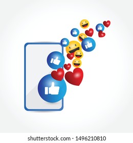 smartphone with emoji design, illustration template