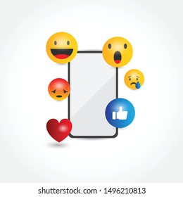 smartphone with emoji design illustration template