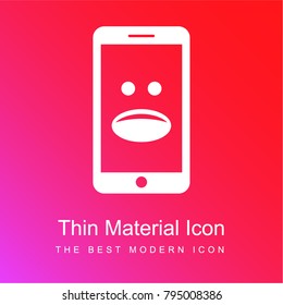 Smartphone with Emoticon red and pink gradient material white icon minimal design