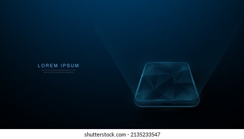 Smartphone with empty screen. line, dot and low polygon, structure design. Vector illustration