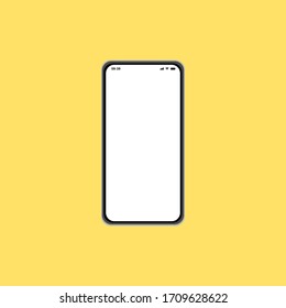 Smartphone empty screen on yellow Background. Vector Illustration.