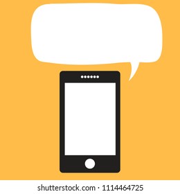 Smartphone with empty speech bubble. Vector illustration