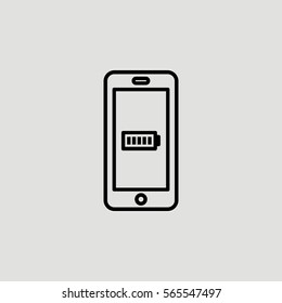 Smartphone Energy Full Battery Outline Vector Icon