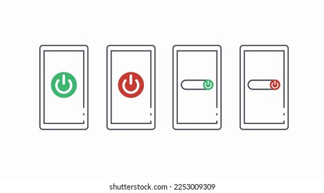 Smartphone with Energy icon, Power button. Vector isolated illustration editable