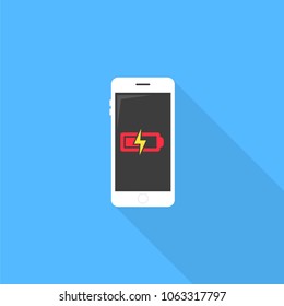 Smartphone Energy Low Battery vector icon