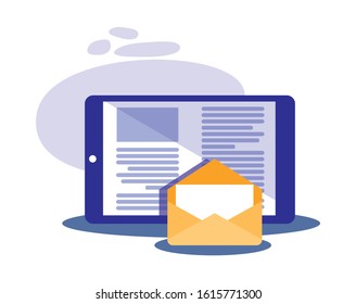 Smartphone and envelope design, Cellphone mobile digital phone technology communication and social media theme Vector illustration