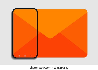 Smartphone with envelope email on the  screen. Modern mobile email sign. Email notification concept sign. Illustration vector