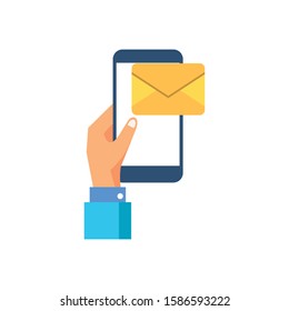 smartphone with envelope email postal service vector illustration design