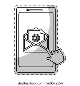 smartphone with envelope icon on screen over white background. vector illustration