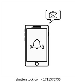 smartphone and envelope icon over white background, vector illustration EPS 10