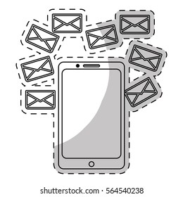 smartphone with envelope icon over white background. vector illustration