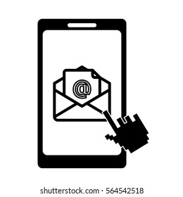 smartphone with envelope icon over white background. vector illustration
