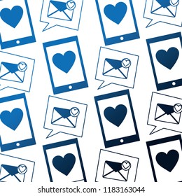 smartphone with envelope mail and set icons pattern
