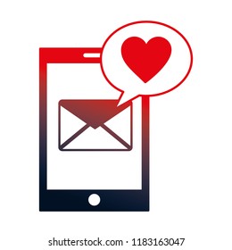 smartphone with envelope mail and set icons