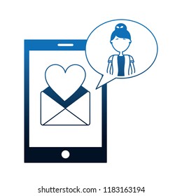 smartphone with envelope mail and set icons