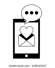 smartphone with envelope mail and set icons